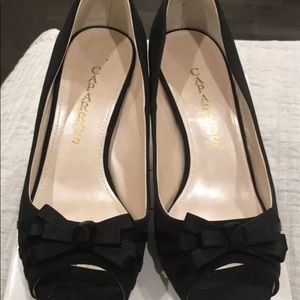 Caparros black peek toe  Grosgrain dress sandal. Very chic and super comfortable